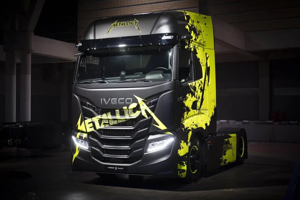 IVECO cab branded with the Metallica logo